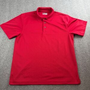 Grand‎ Slam Performance Polo Shirt Men's Large Red Ribbed Short Sleeve Golf Tee